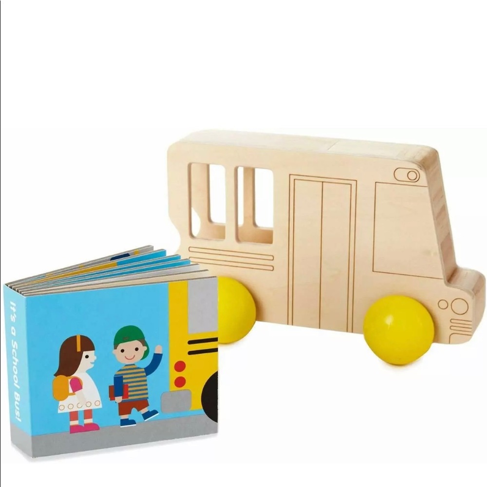 Hallmark wooden school bus and board book